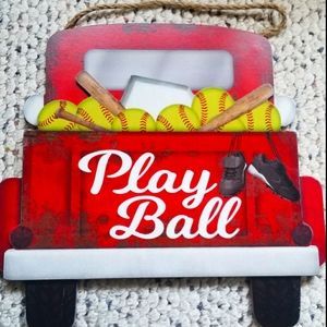12x12 Red truck Softball plaque